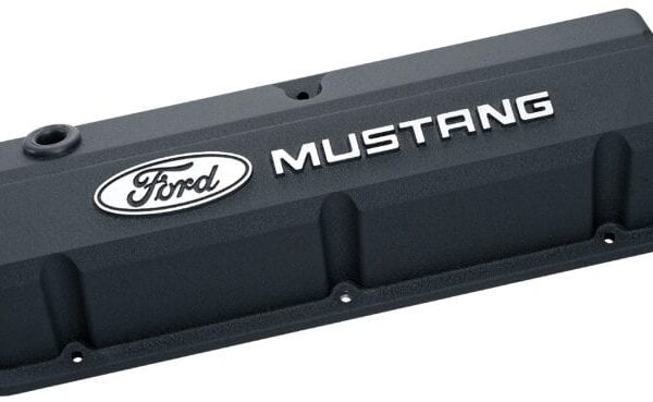 Ford Racing Die Cast Valve Cover Slant Edge Black Crinkle Raised Emblem Logo